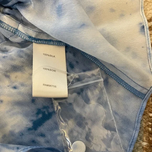 NWT Rebecca Taylor Sky Blue Tie-Dye silk  Blouse size 4 - Picture 6 of 6